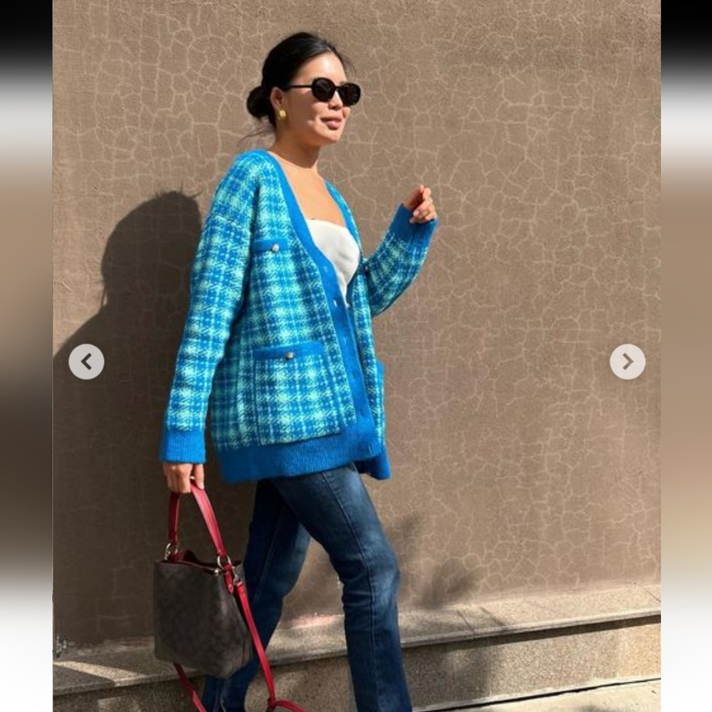 Zara * Long Cardigan Blue Size S - Picture 3 of 17